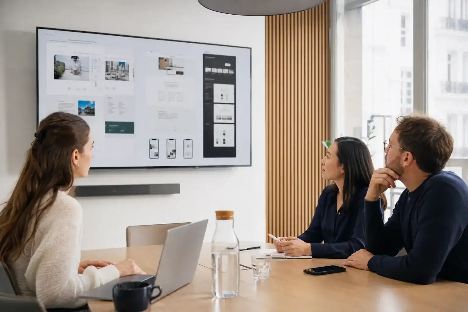 Équipe de professionnels collaborant sur la conception d’un site web