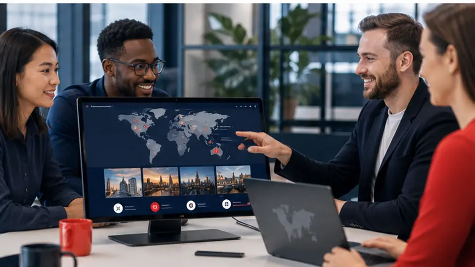 Équipe internationale préparant un site multilingue pour plusieurs marchés