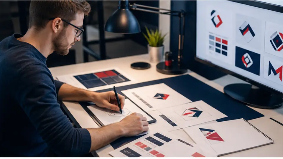 Designer construisant une identité visuelle et un logo distinctif