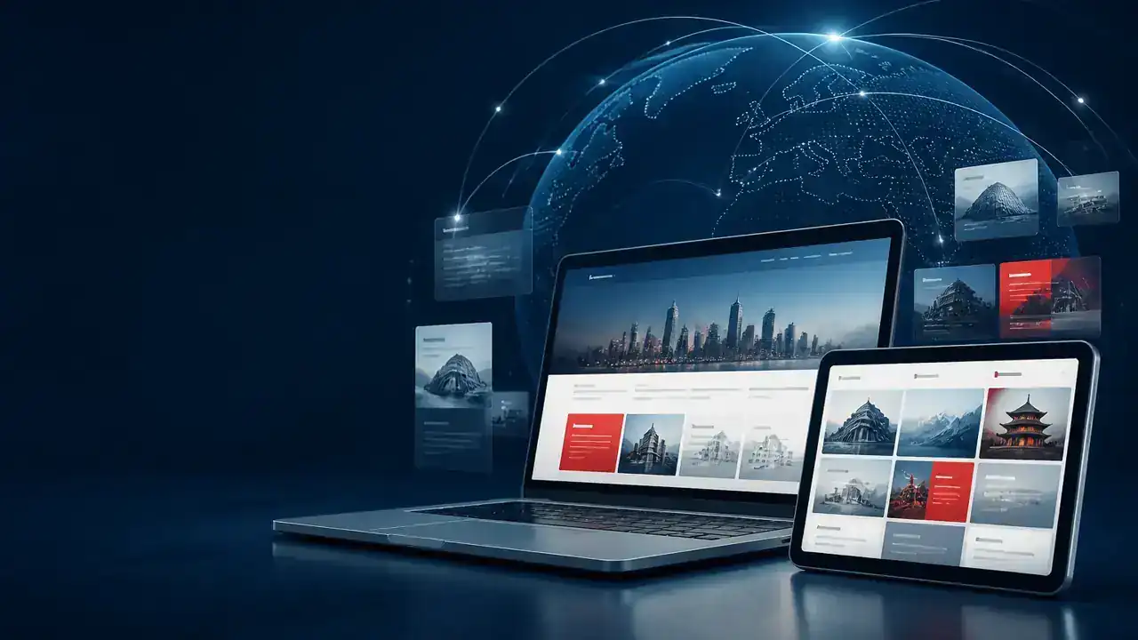 Site internet multilingue accessible sur ordinateur et tablette avec portée internationale
