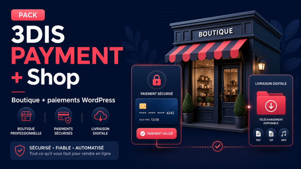 Boutique WordPress avec paiement sécurisé et livraison numérique